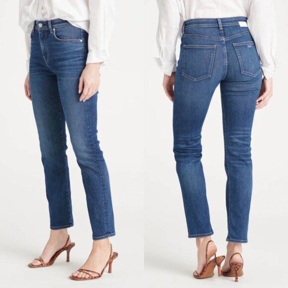 NEW CQY BFF Straight Leg Jean 26 Sincere Dark Wash High Waisted Ankle Crop - Picture 1 of 12